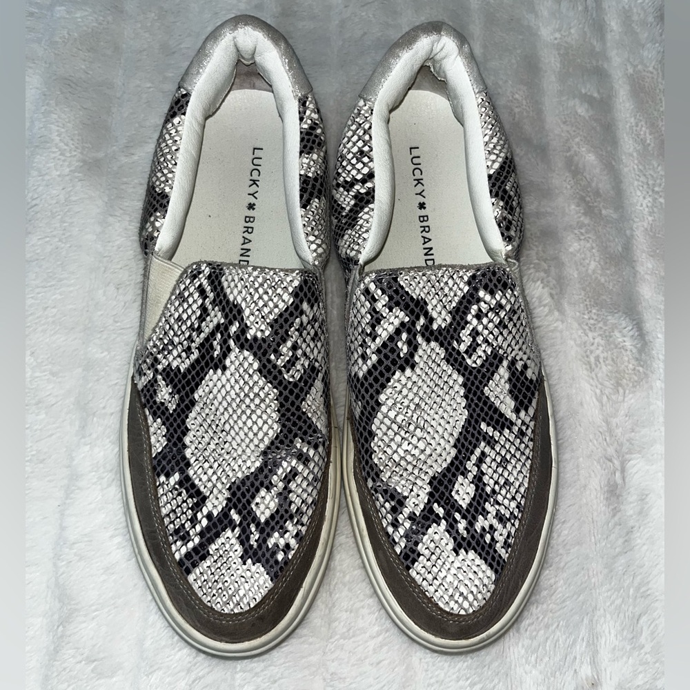 Lucky Brand Black and White Snake Print Sneakers